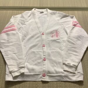 Vintage White & Pink San Francisco California Button Cardigan Sweater USA Made